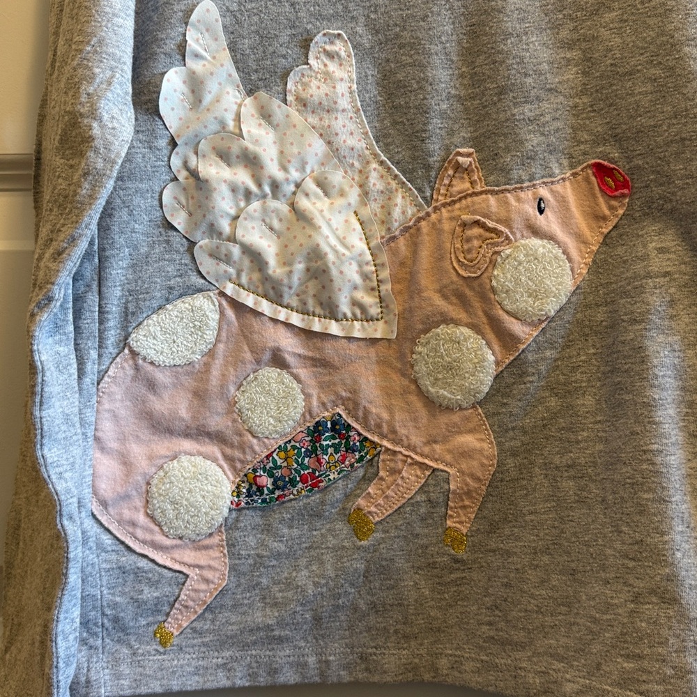 Mini Boden Girls Flying Pig Long Sleeve Tshirt - Picture 3 of 7